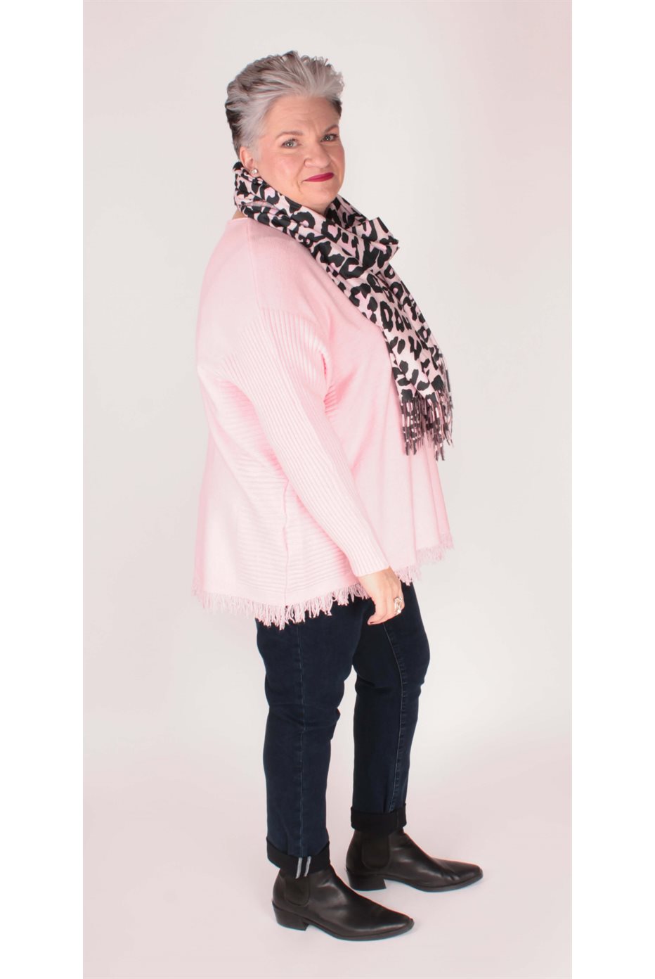 Pull Rose Avec Franges